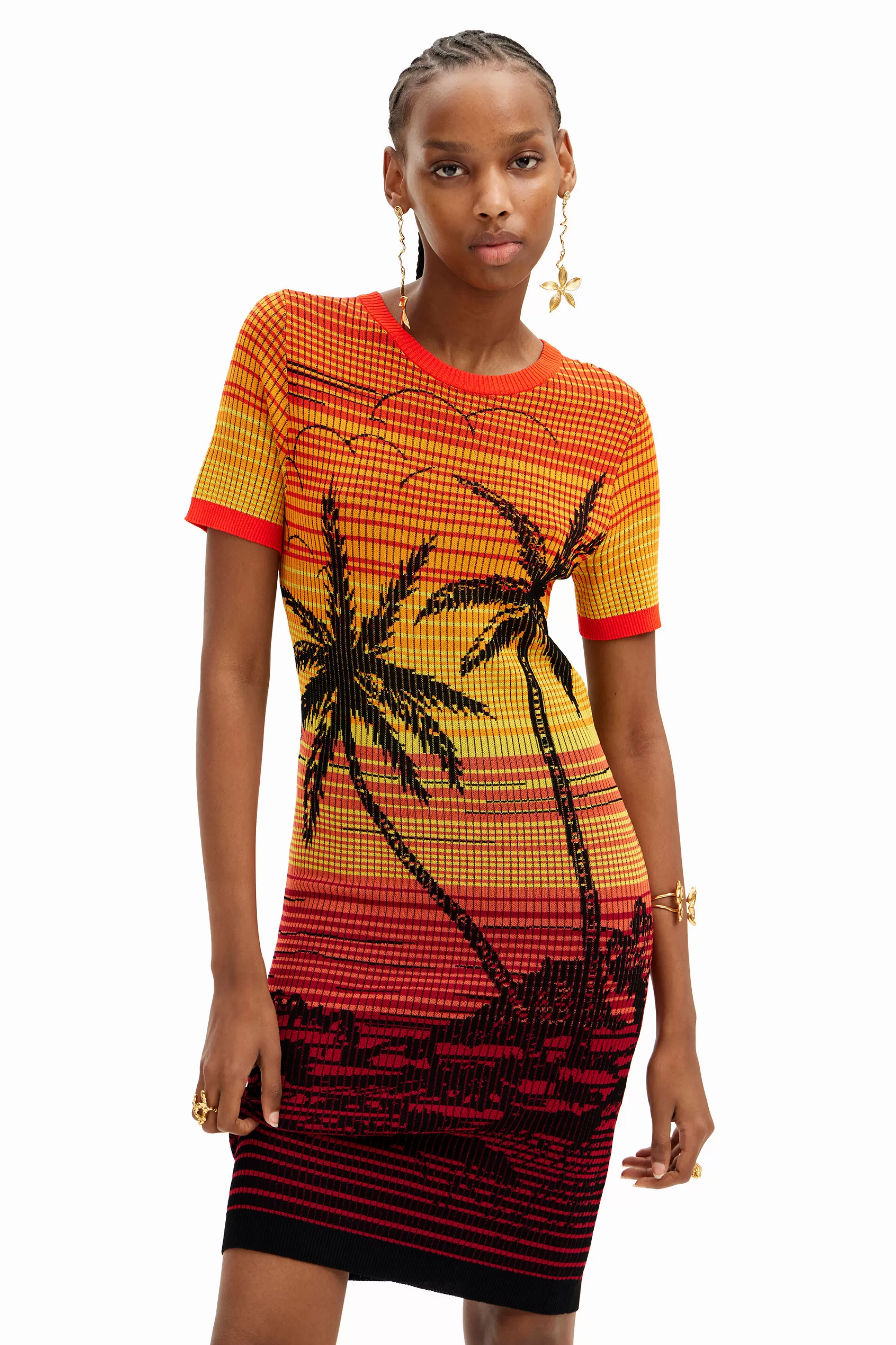 Desigual Dresses And Jumpsuits>Short knit palm tree dress