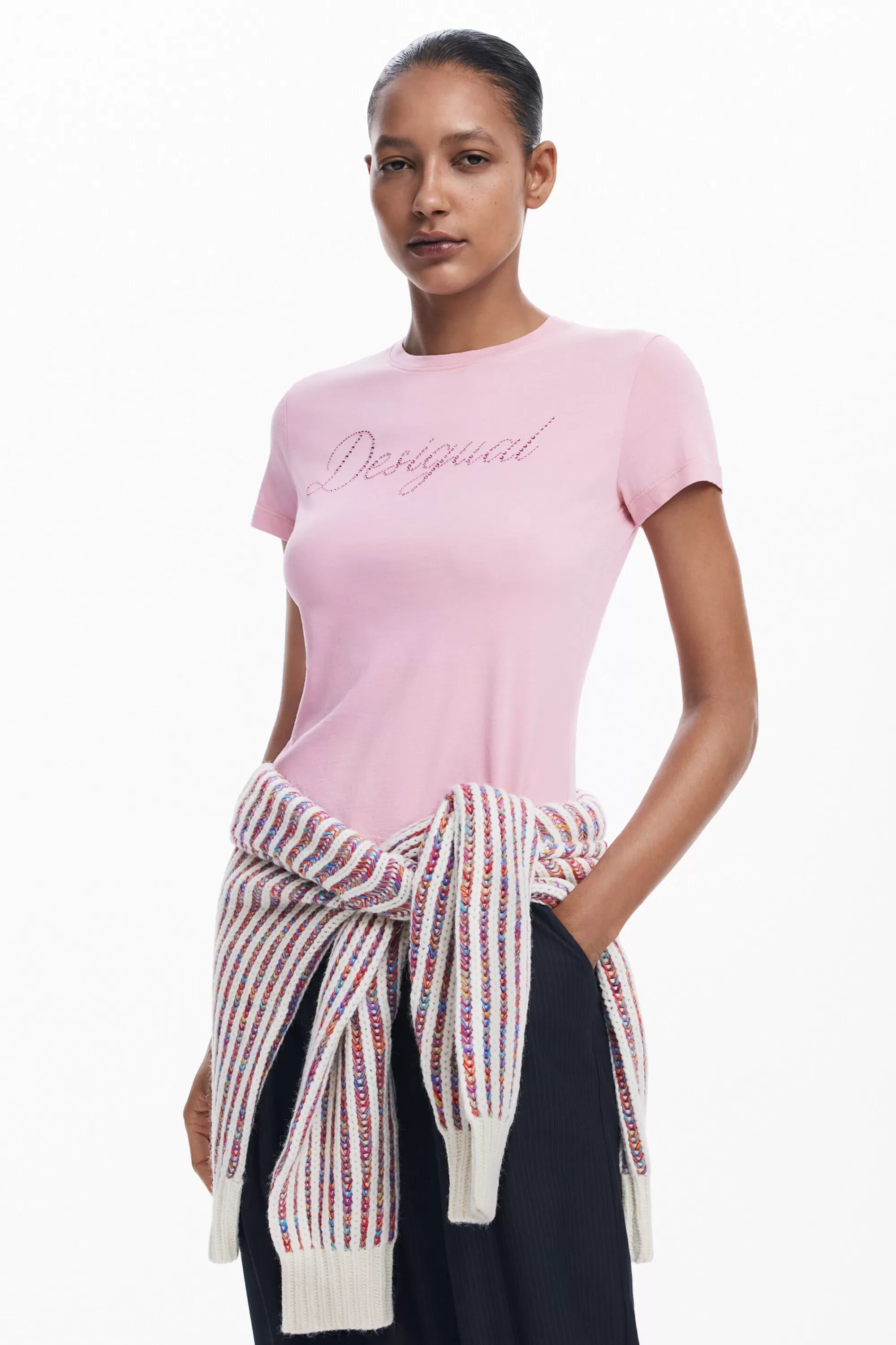 Desigual Shirts And Blouses | T-shirts>Slim rhinestone T-shirt