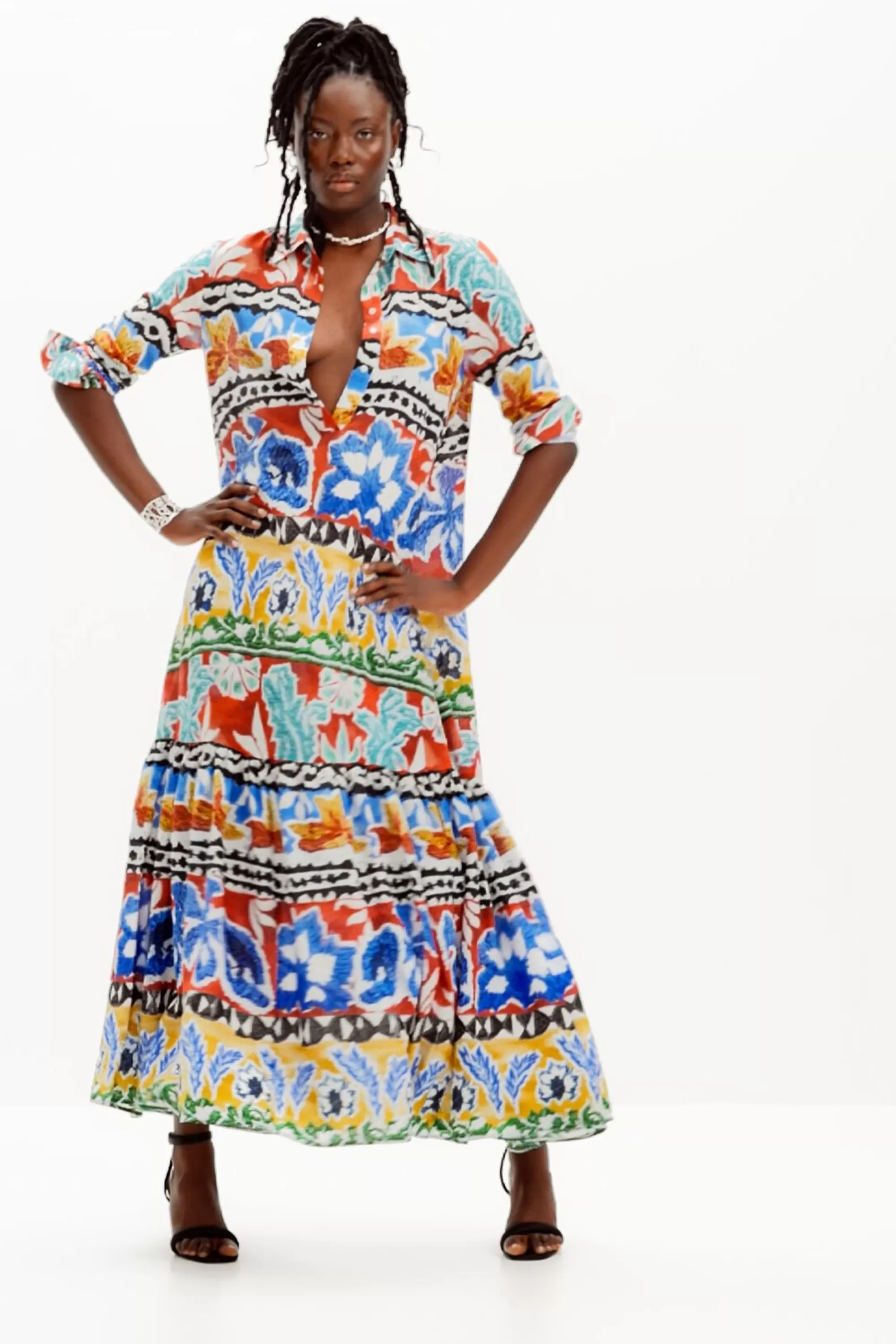 Desigual Dresses And Jumpsuits>Stella Jean long ethnic shirt dress