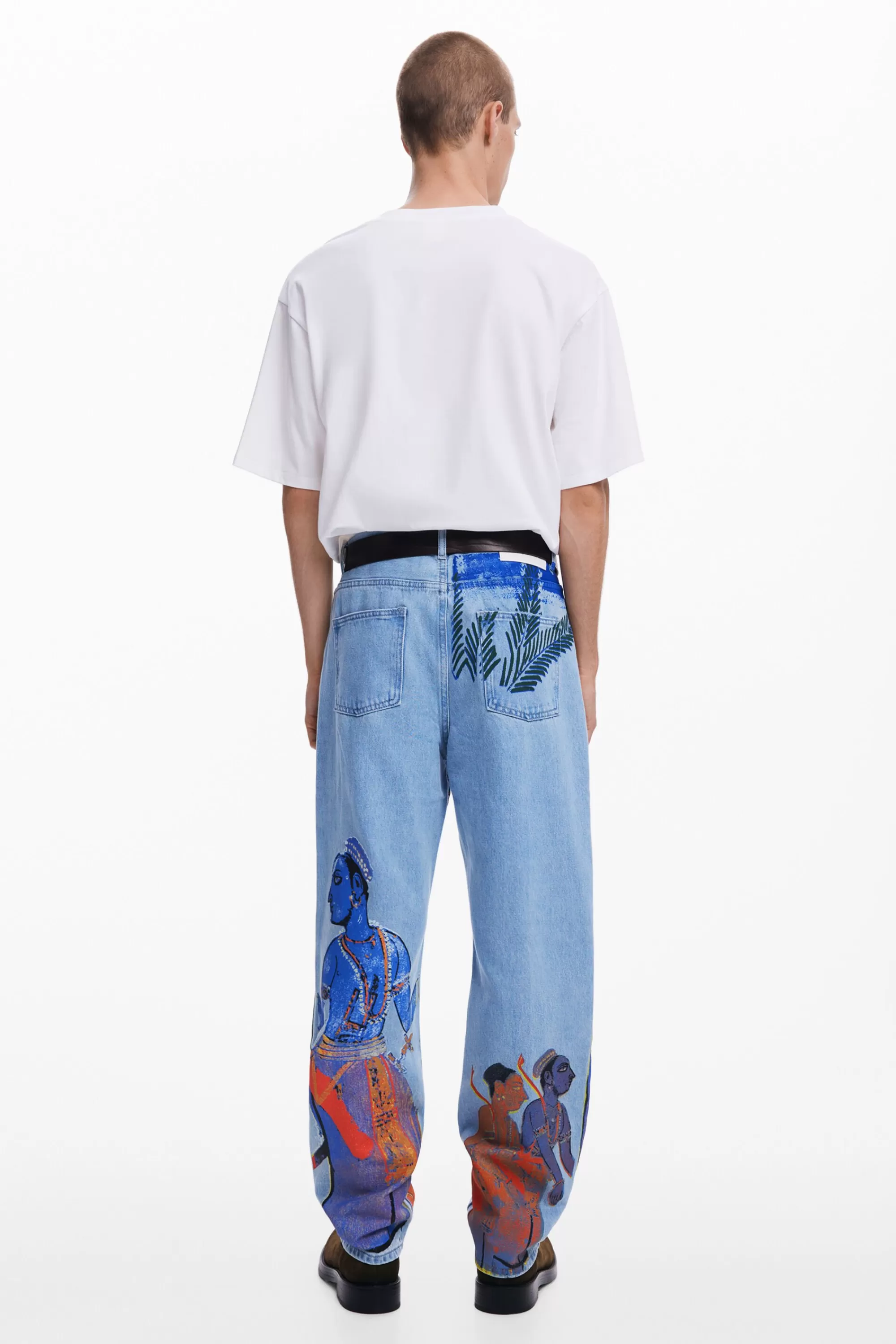 Desigual Jeans And Trousers>Straight jeans with India print