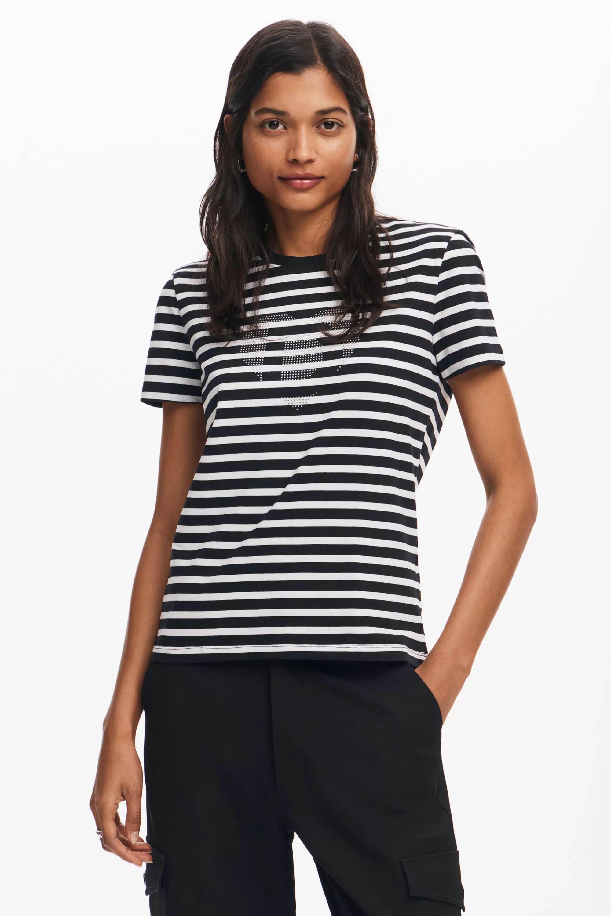 Desigual Shirts And Blouses | T-shirts>Striped heart T-shirt