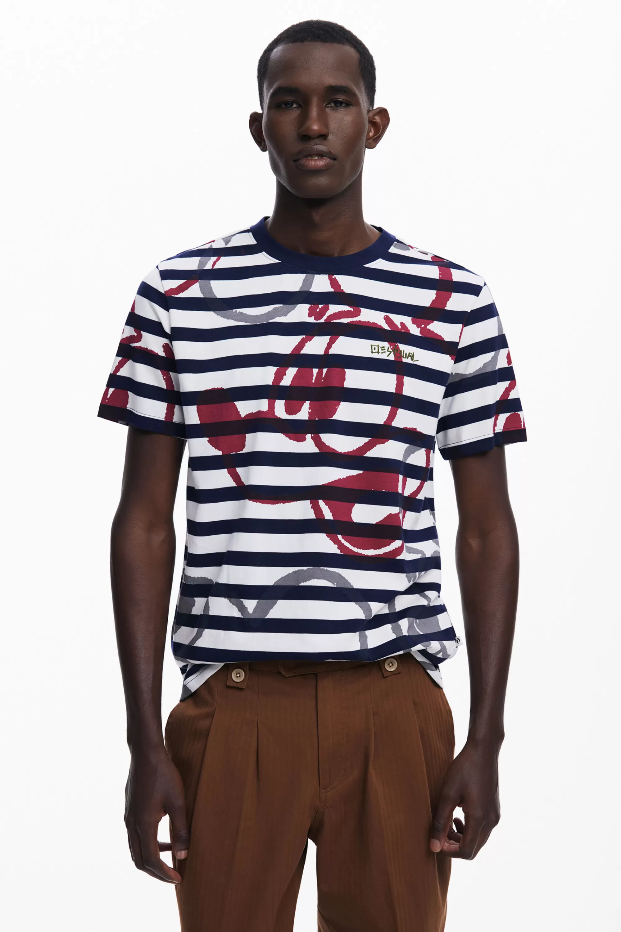 Desigual T-shirts>Striped T-shirt and Mickey