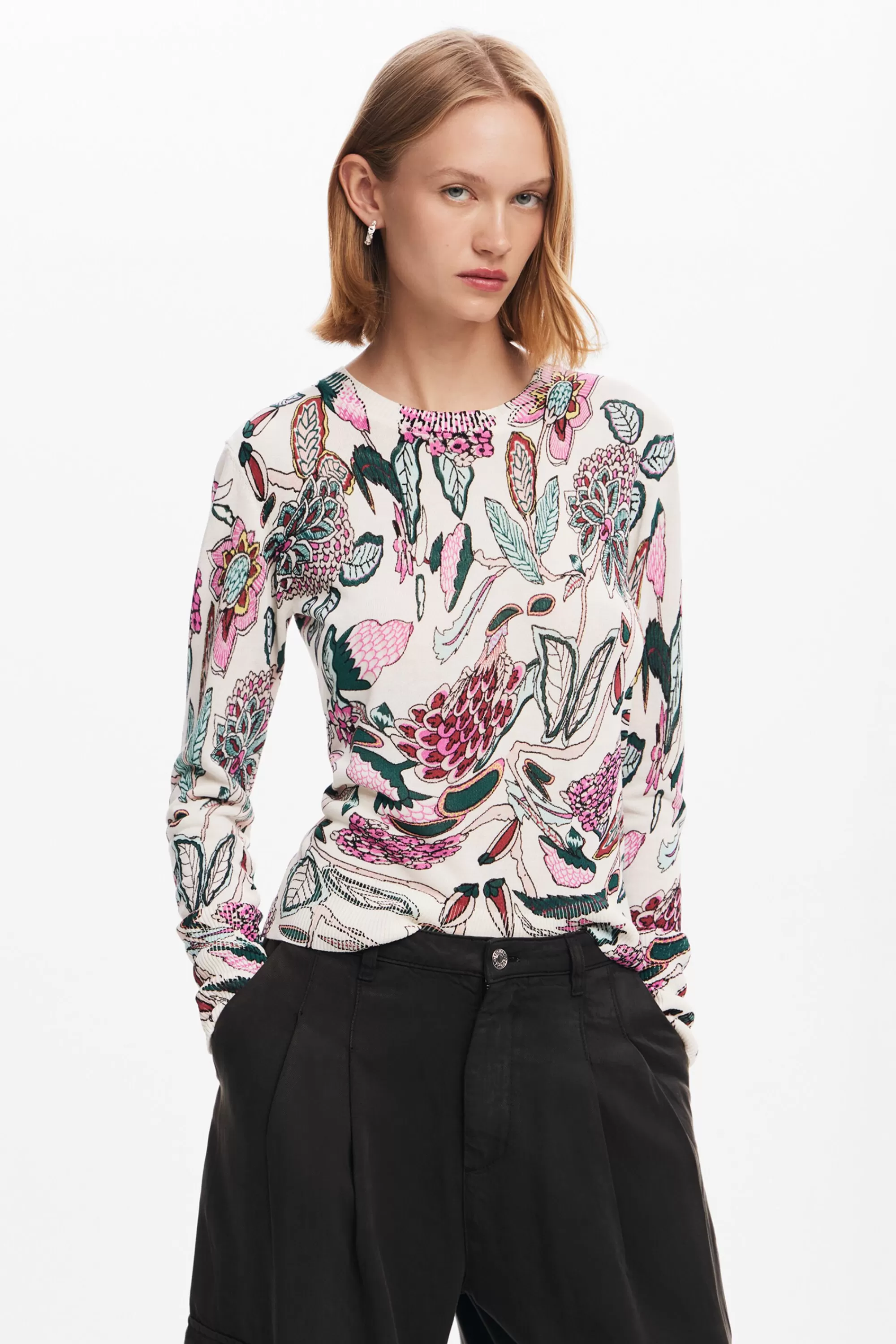 Desigual Knitwear | Sweaters>Sweater with floral details