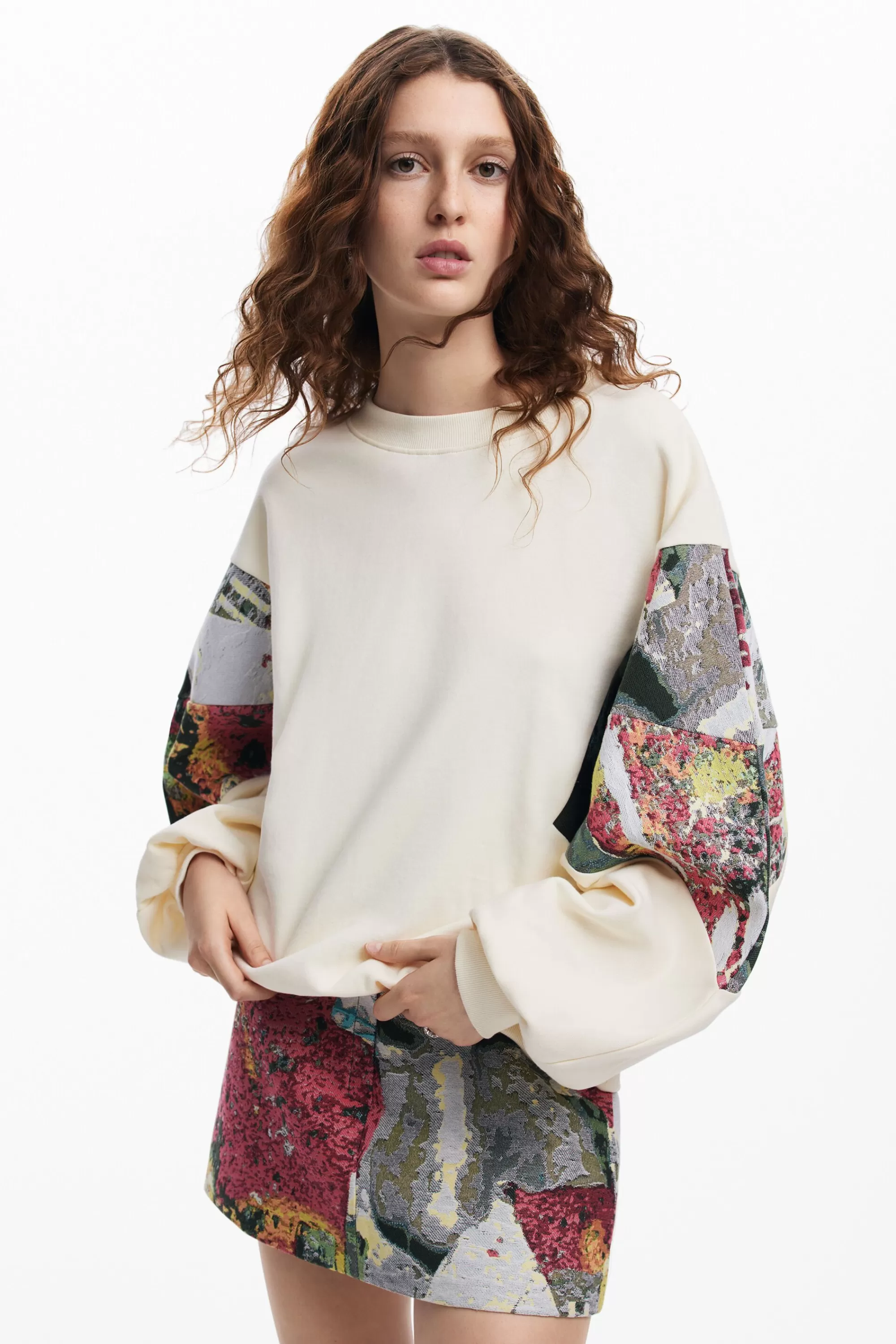 Desigual Sweatshirts | Sweaters>Sweatshirt with printed sleeves M. Christian Lacroix