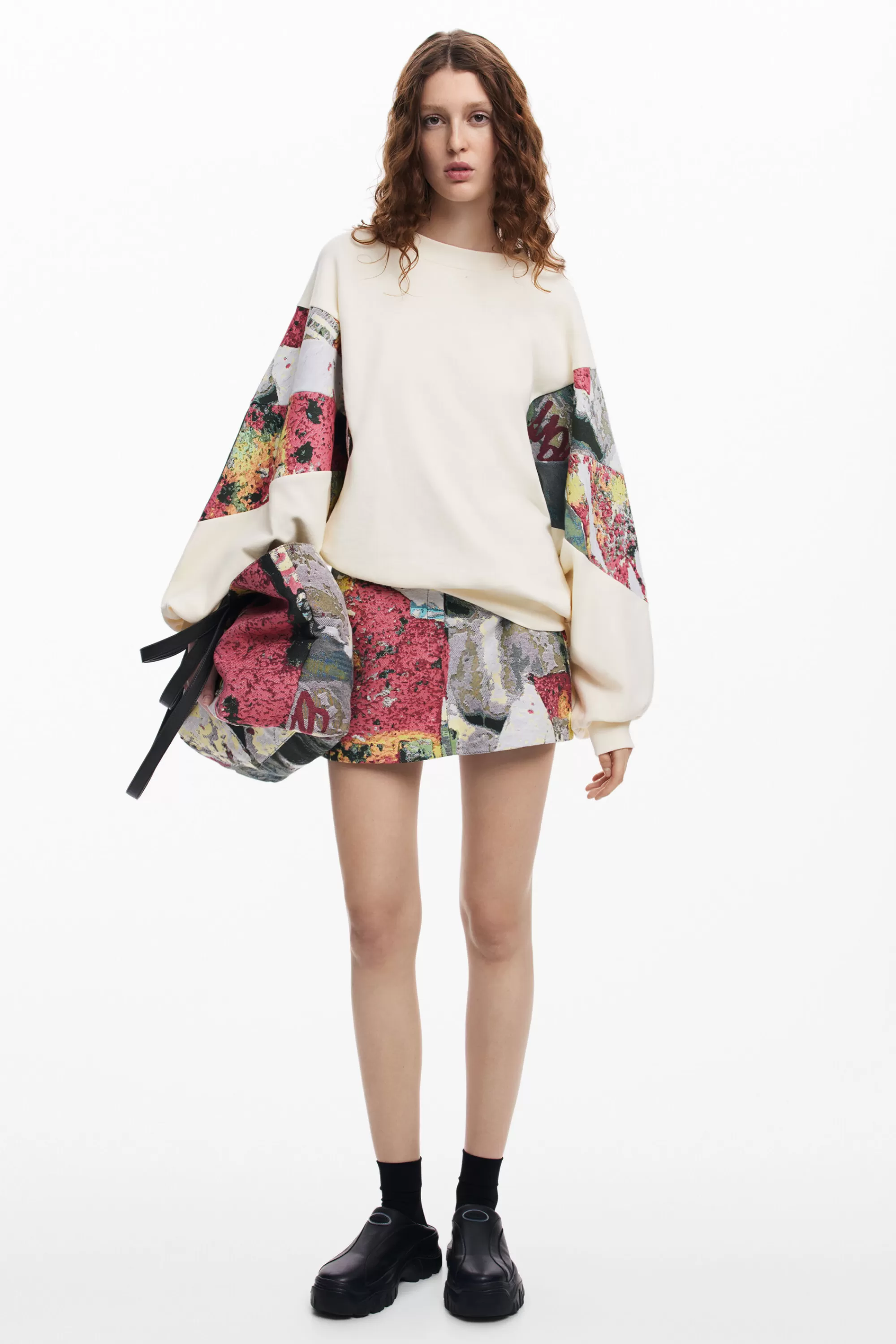 Desigual Sweatshirts | Sweaters>Sweatshirt with printed sleeves M. Christian Lacroix