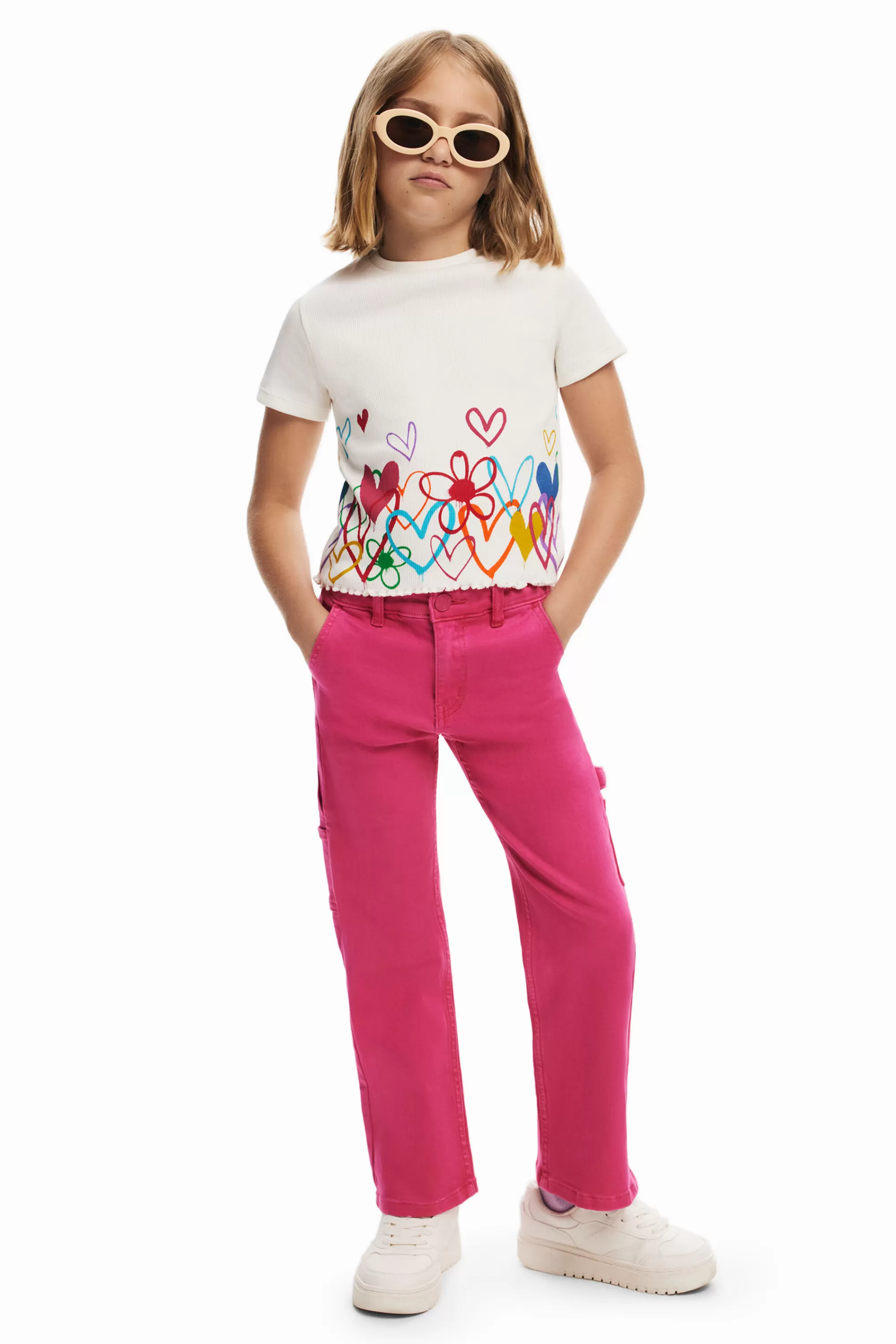 Desigual T-shirts And Shirts>T-shirt with heart illustrations