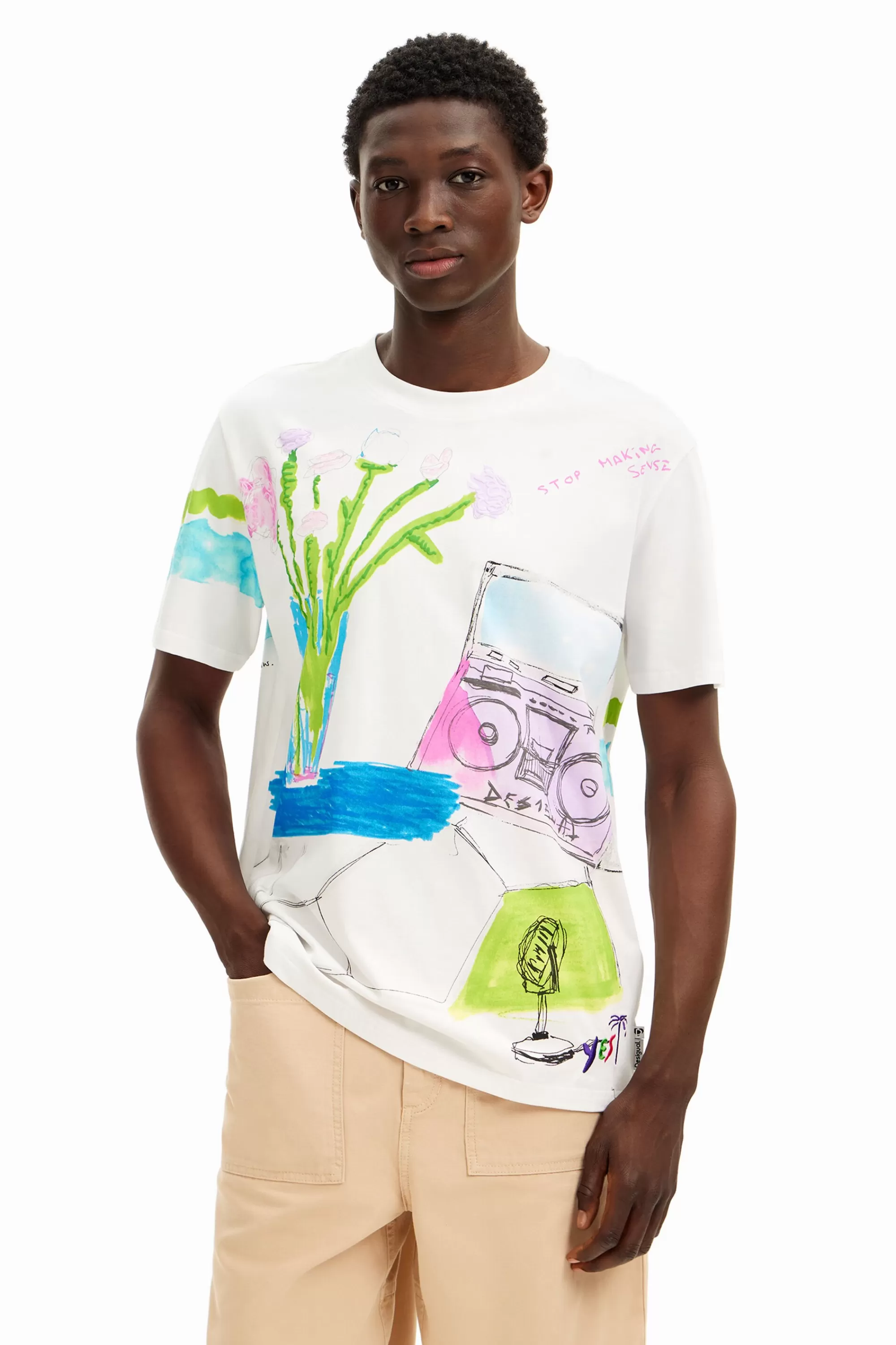 Desigual T-shirts>T-shirt with printed drawings