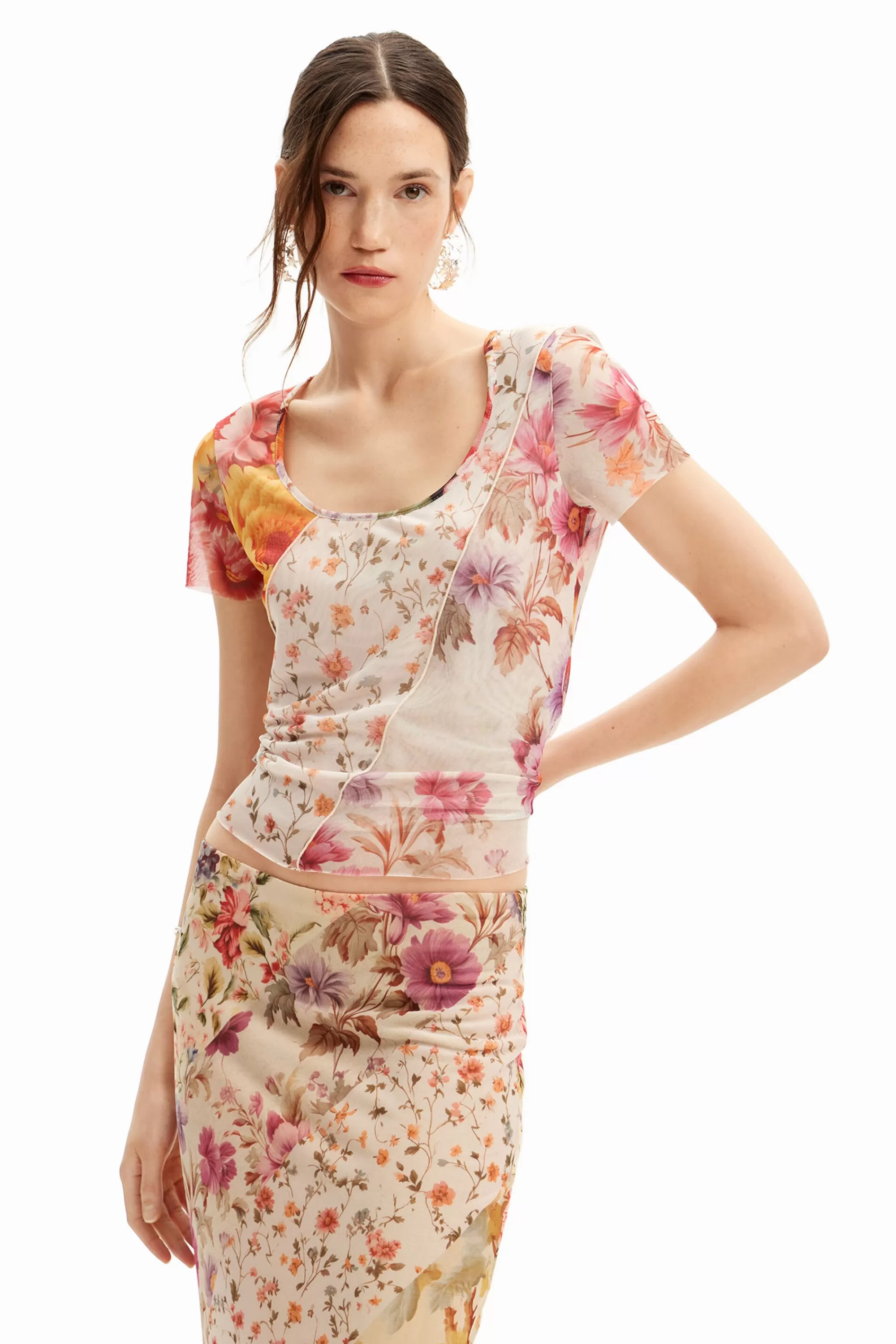 Desigual Shirts And Blouses | T-shirts>Tulle flower T-shirt