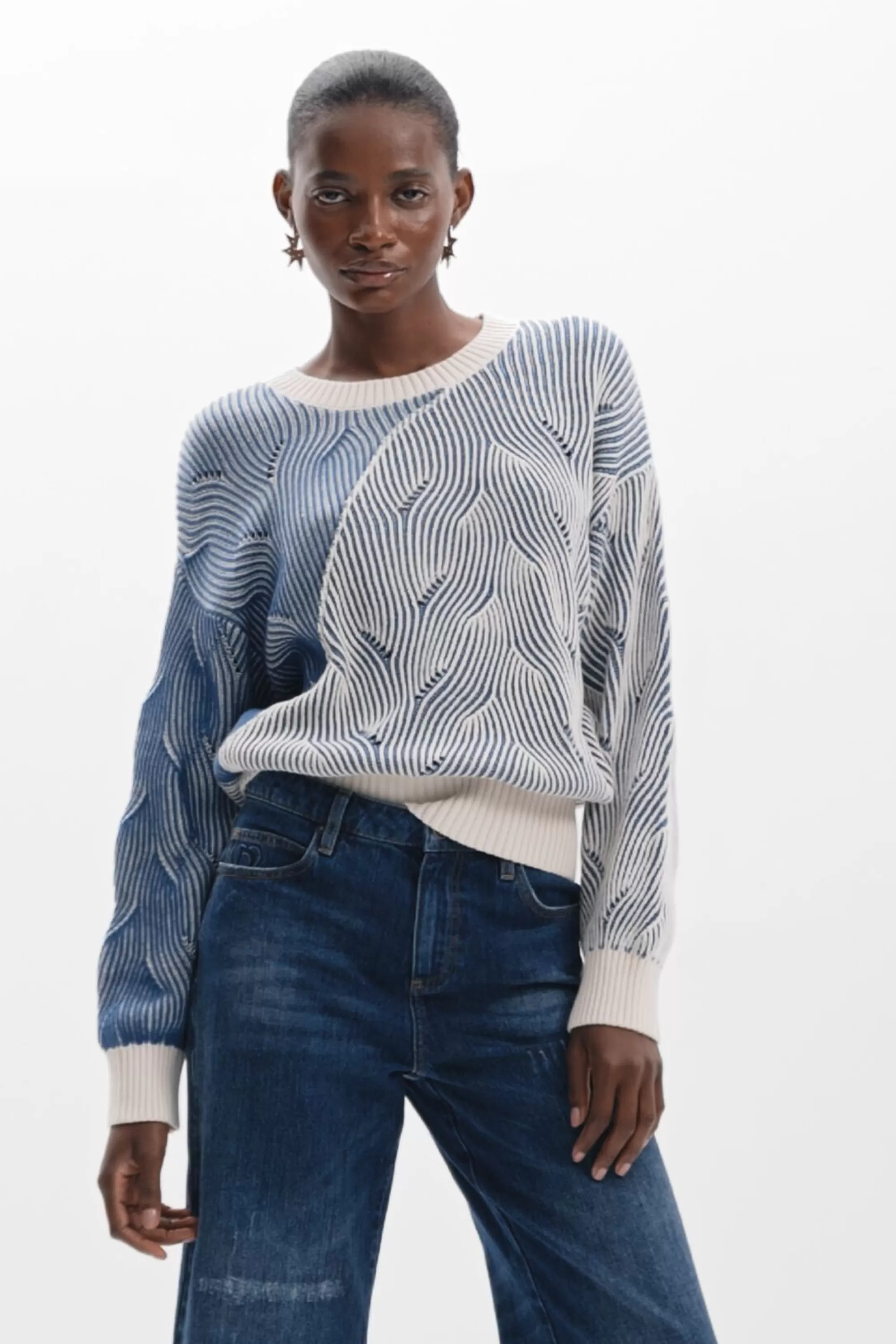 Desigual Knitwear | Sweaters>Two-tone knit sweater