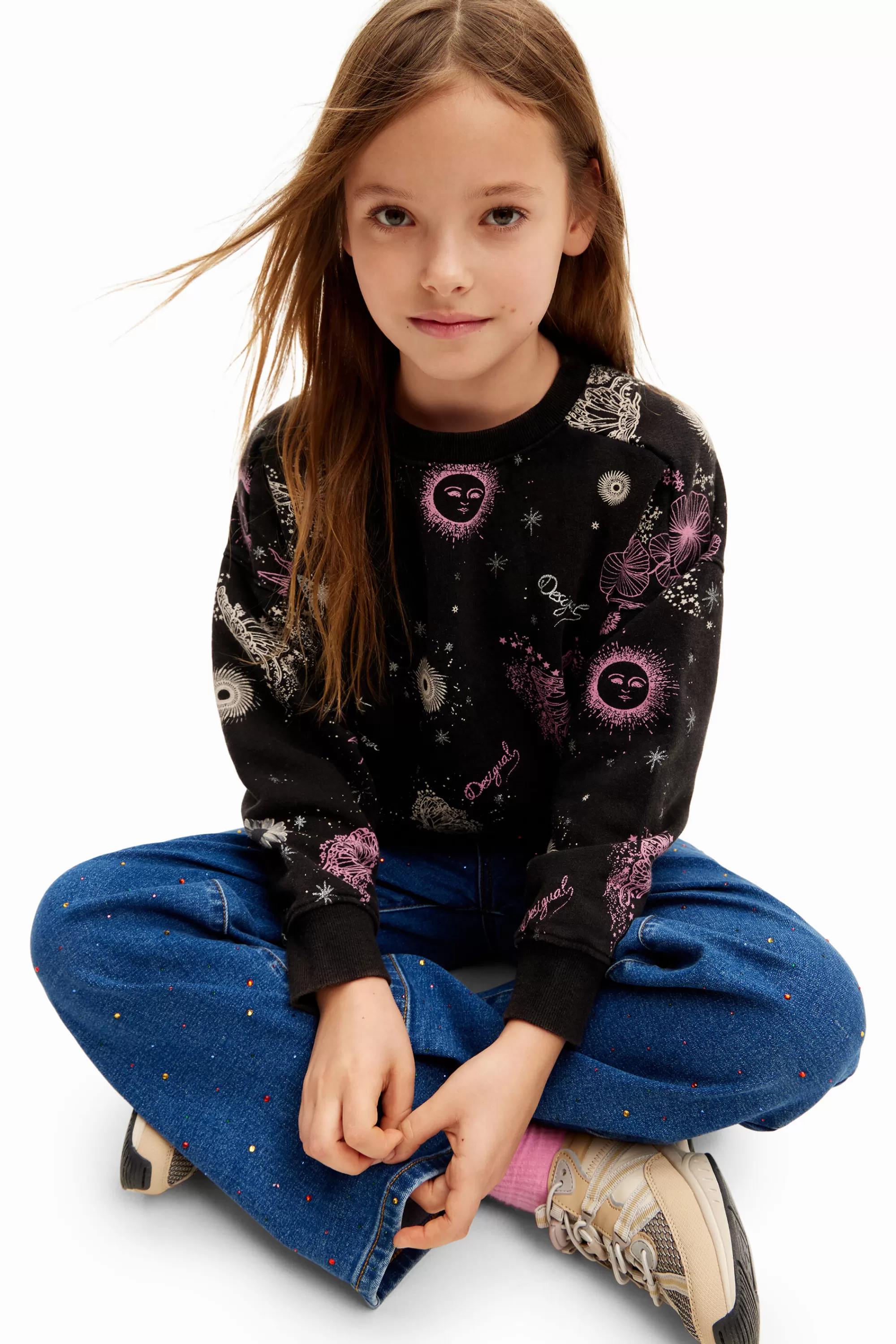 Desigual Jumpers And Sweatshirts>Universe flowers sweatshirt