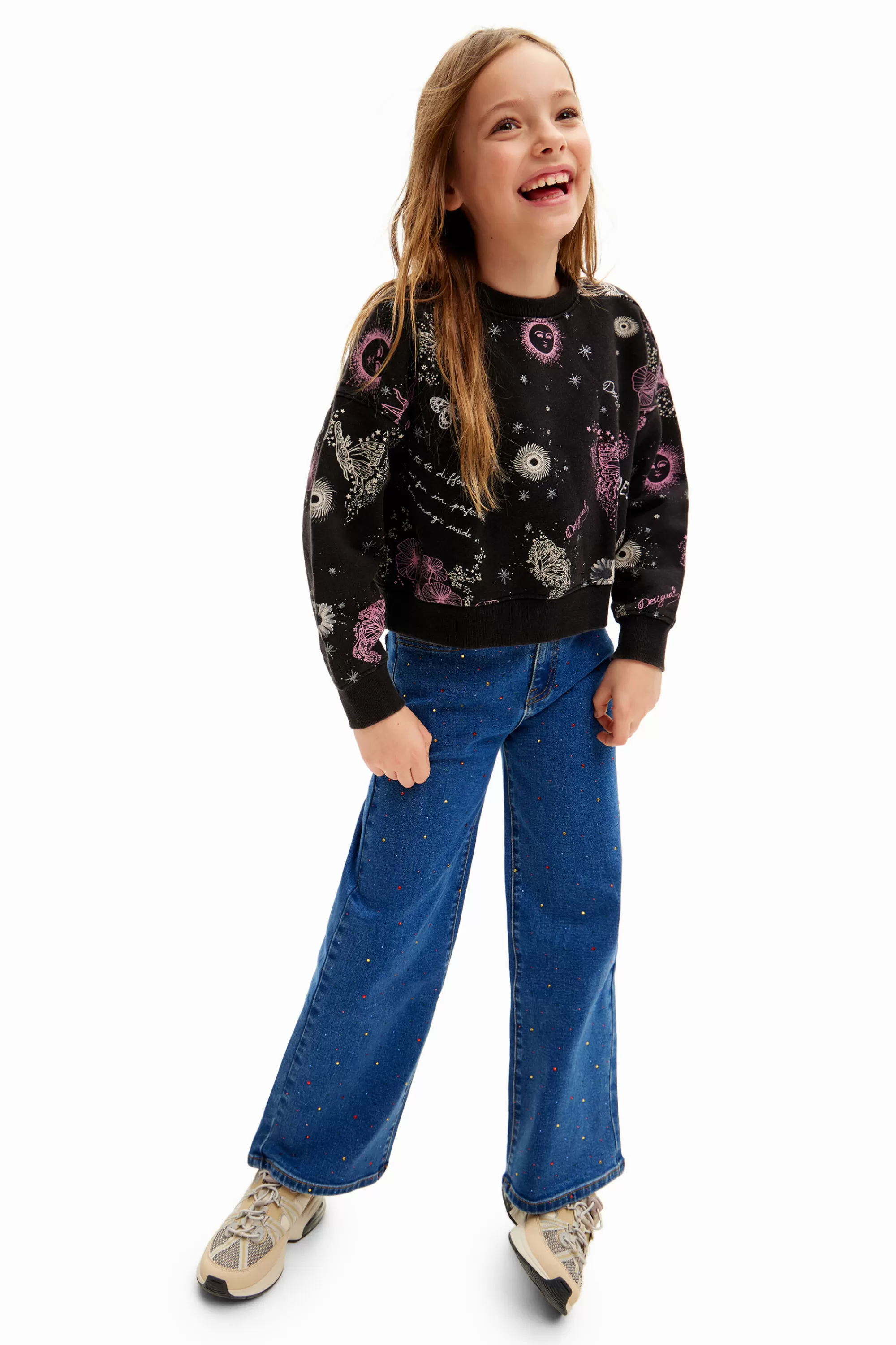 Desigual Jumpers And Sweatshirts>Universe flowers sweatshirt