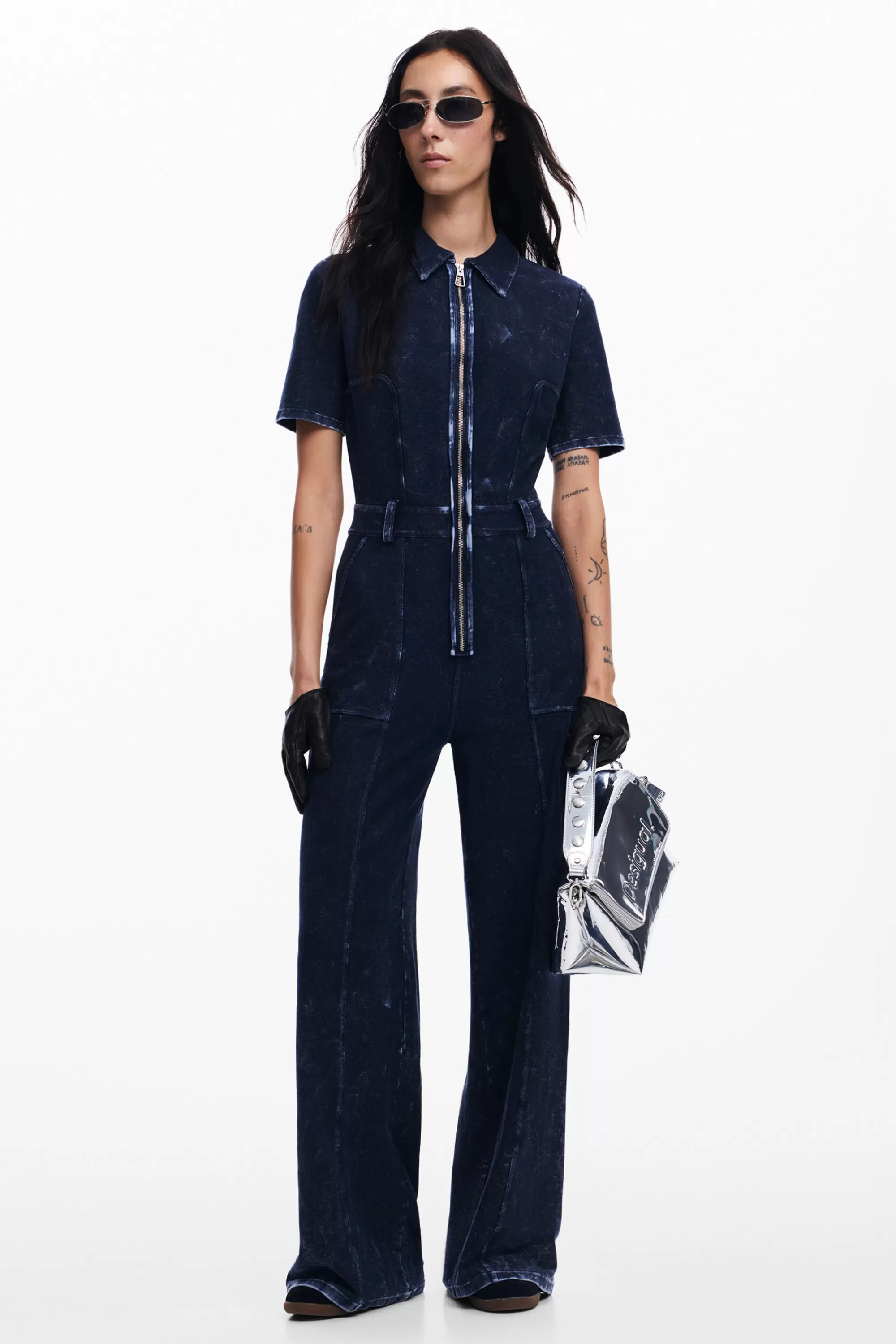 Desigual Pants | Dresses And Jumpsuits>Washed-effect denim jumpsuit