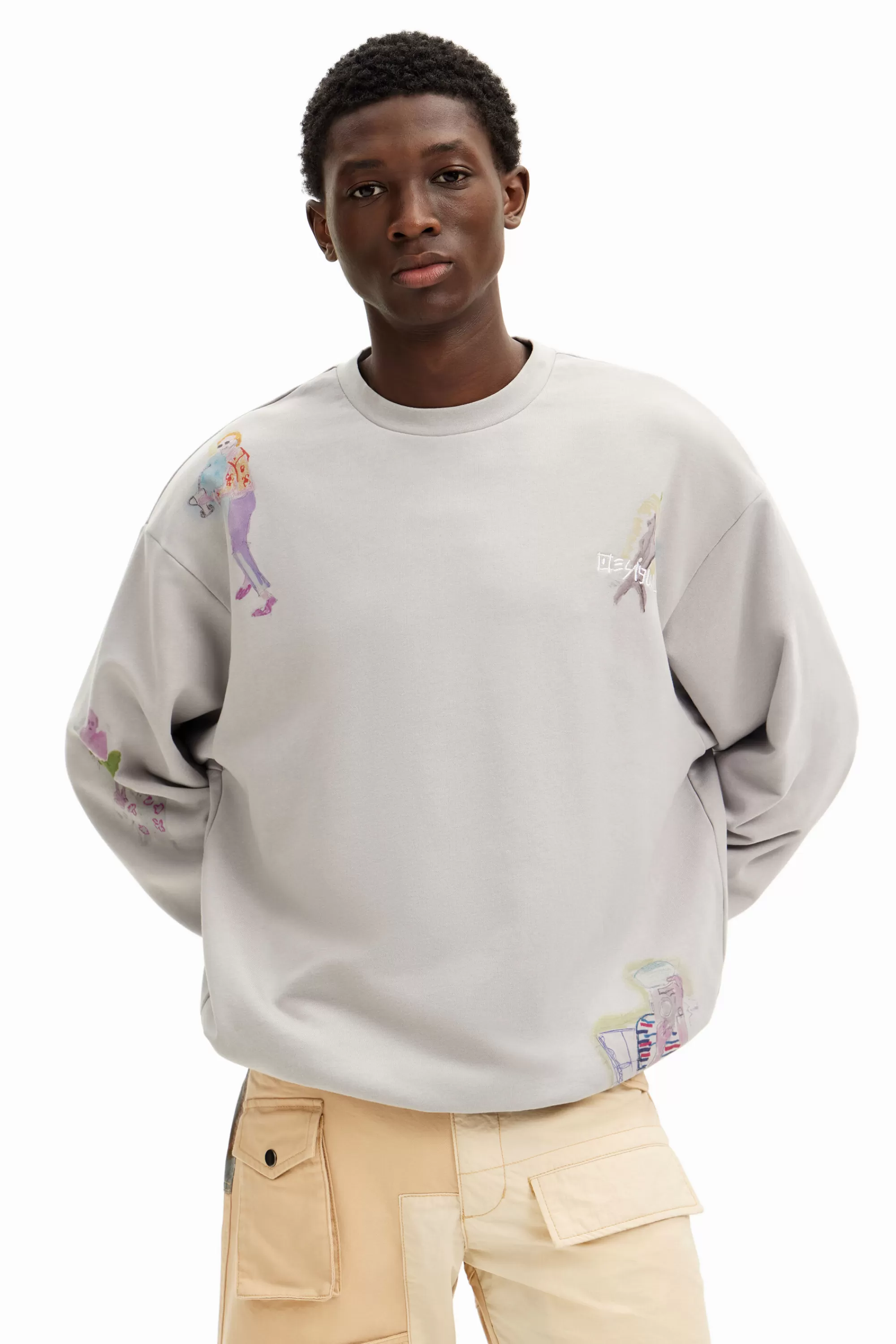 Desigual Jumpers And Sweatshirts>Watercolor illustrations sweatshirt