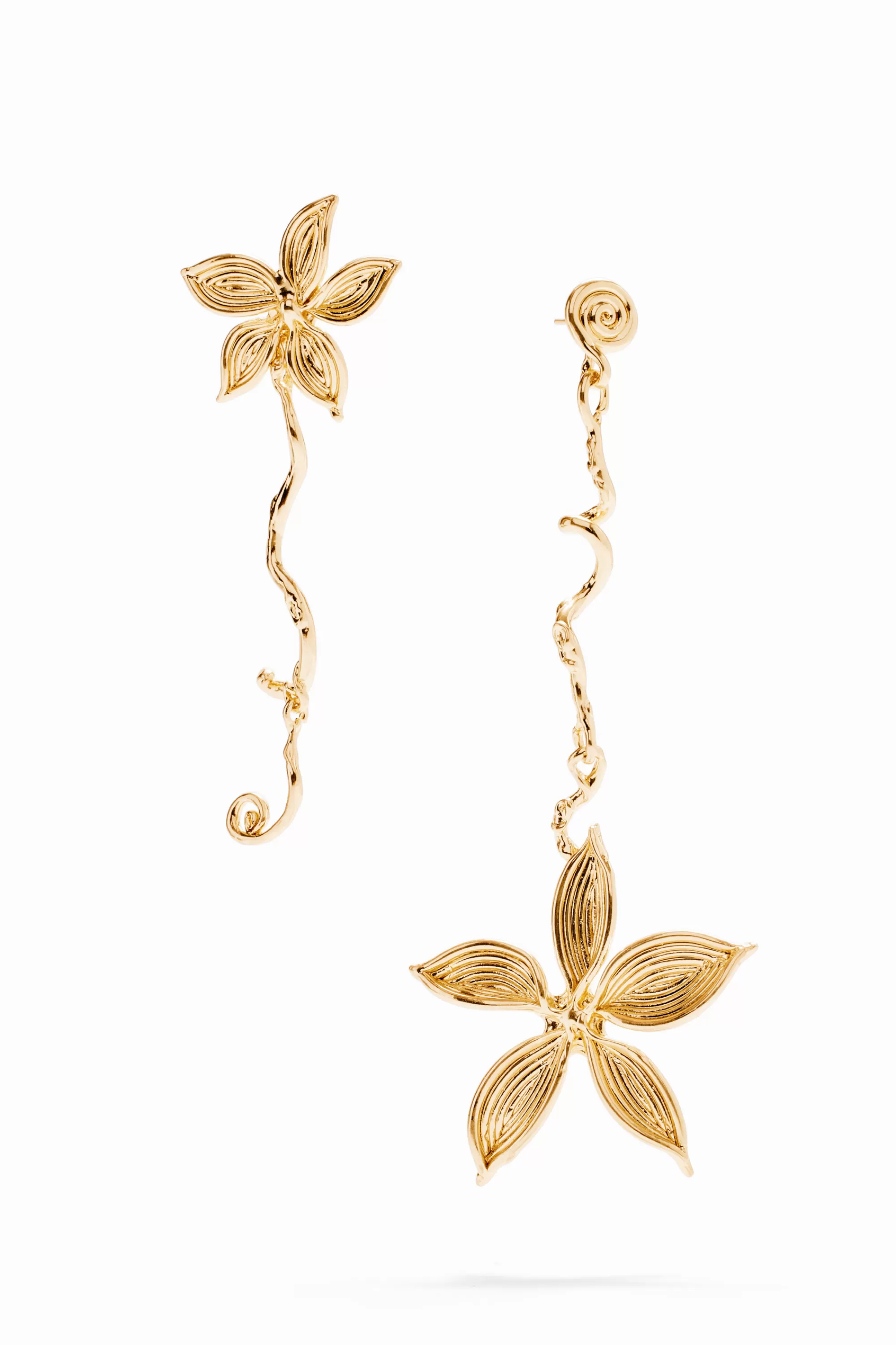 Desigual Jewelry>Zalio gold-plated asymmetric long flower earrings