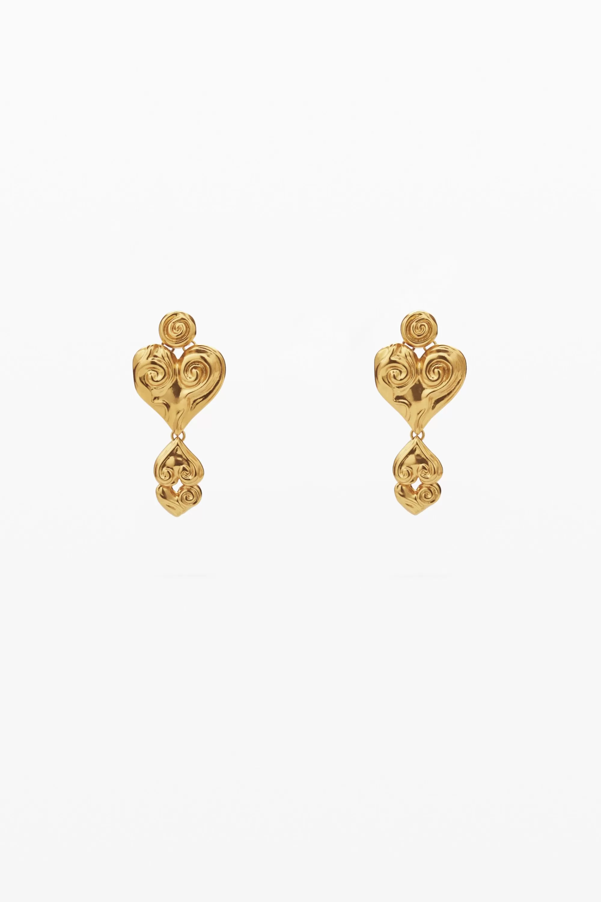 Desigual Jewelry>Zalio gold-plated triple heart earrings